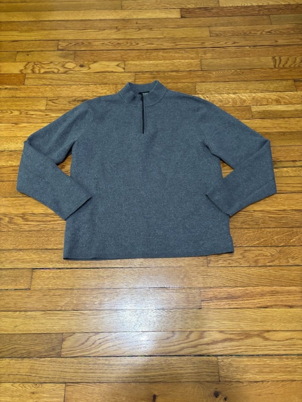 Theory Women's Sweater Size XL Gray 1/4 Zip Pullover Merino Wool Blend Knit